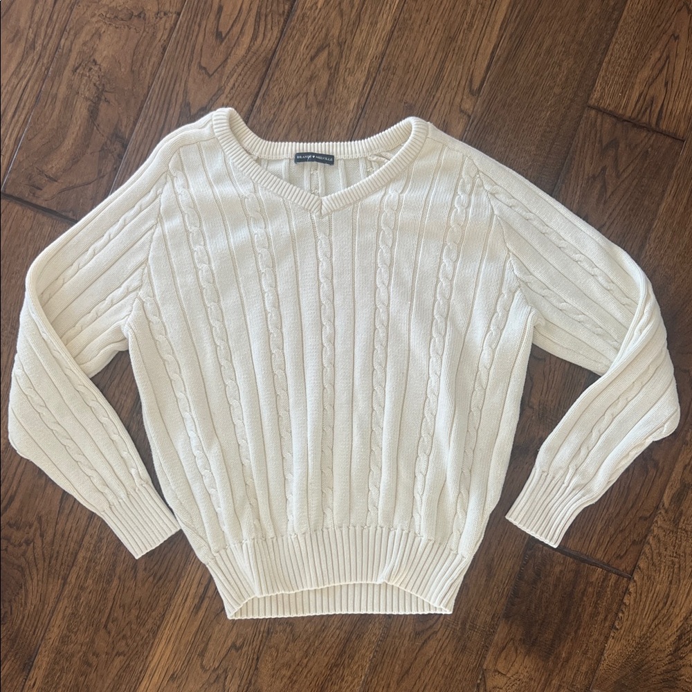 Brandy Melville Cream V-Neck Sweater